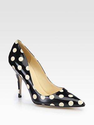 Licorice Polka Dot Patent Leather Pumps