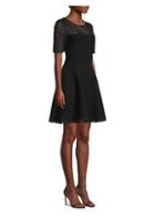 Milly Translucent Textured Fit-&-flare Dress