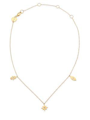 Jennifer Zeuner Jewelry Tavon Multi-charm Diamond Chain Choker