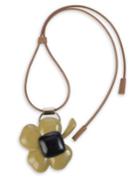 Marni Resin, Horn & Leather Clover Pendant Necklace