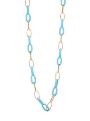 Vhernier Ottovolante 18k Rose Gold & Rebuilt Turquoise Long Chain Necklace