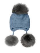 Inverni Triple Pom Knit Cashmere & Fox Fur Beanie