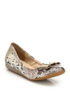 Cole Haan Tali Snake-embossed Leather Ballet Flats
