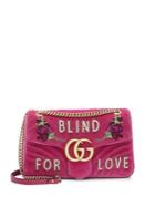 Gucci Stud And Floral Applique Velvet Crossbody Bag