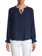 Donna Karan New York Embroidered Eyelet Top