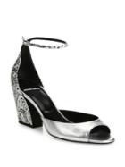 Pierre Hardy Calamity Printed Metallic Leather Ankle-strap Sandals