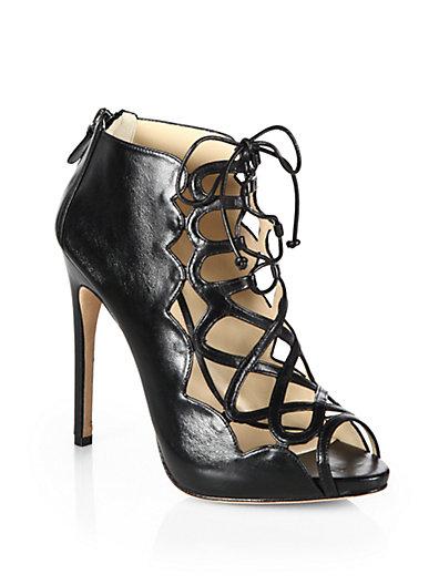 Alexandre Birman Leather Cage Lace-up Sandals | LookMazing