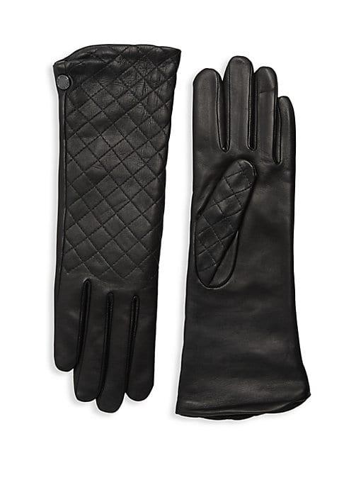 Agnelle Plain Quilted Leather Gloves