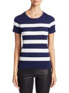 Saks Fifth Avenue Collection Sequin Stripe Silk And Cashmere Tee
