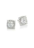 Hearts On Fire Hof Classics 18k White Gold, Round Diamond & Crystal Custom Halo Stud Earrings