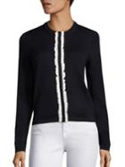 Saks Fifth Avenue Collection Merino Cardigan With Ruffle