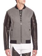 Versace Collection Leather Multimedia Bomber Jacket