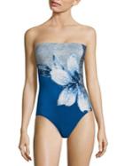 Carmen Marc Valvo Gilded Garden Bandeau One-piece Swimsuit
