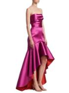 Marchesa Notte Strapless Two-tone Hi-lo Gown