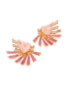 Hueb Mirage Burst Diamond, Rose Quartz, Pink Sapphire & 18k Rose Gold Front-back Earrings
