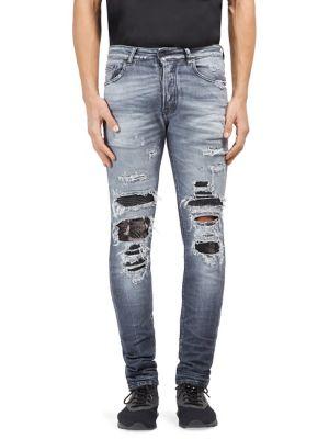 Marcelo Burlon Distressed Slim-fit Denim Jeans