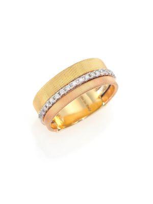 Marco Bicego Goa Diamond, 18k White, Rose & Yellow Gold Band Ring