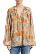 Elizabeth And James Chance Printed Silk Blouse