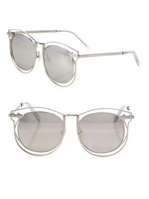 Karen Walker Simone 54mm Mirrored Cutout Round Sunglasses