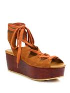 See By Chloe Liana Suede Lace-up Wedge Platform Sandals