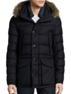 Moncler Rethel Fur-trim Wool Down Puffer Jacket