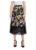 Dolce & Gabbana Lace Hem Floral Midi Skirt