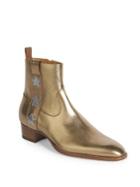 Saint Laurent Wyatt Metallic Leather Ankle Boots