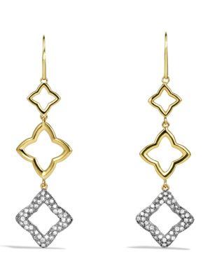 David Yurman Quatrefoil Triple-drop Earrings With Diamonds In Gold