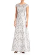 Kay Unger Jacquard Cap Sleeve Gown