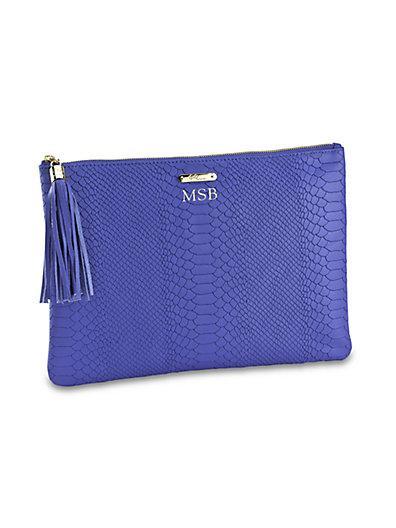 Gigi New York Personalized Python-embossed Leather Clutch