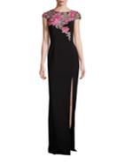 Theia Embroidered Column Gown