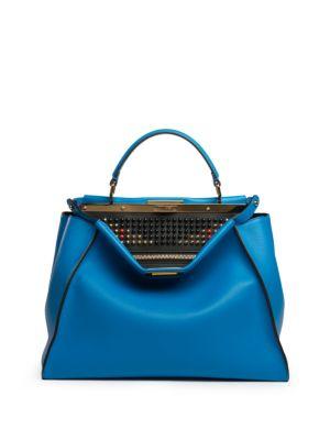 Fendi Peekaboo Large Studded Leather Satchel