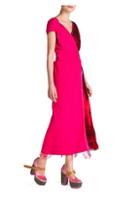 Marni Velvet Satin Bicolor Faux Wrap Dress