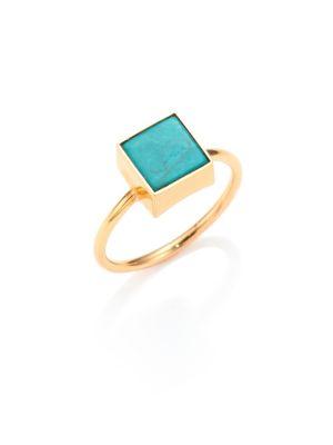 Ginette Ny Wise Ever Turquoise & 18k Rose Gold Square Ring