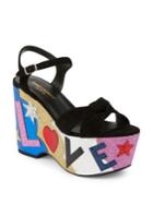 Saint Laurent Candy Love Suede Platform Wedge Sandals