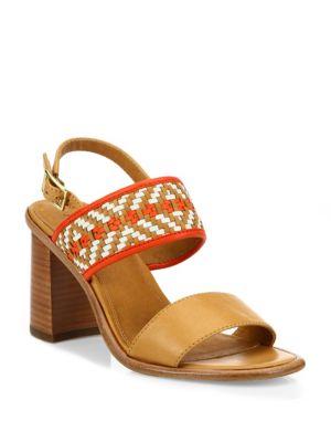 Frye Amy Woven Leather Block Heel Sandals