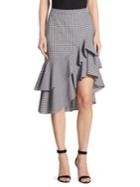 Scripted Tiered Ruffled Gingham Skirt