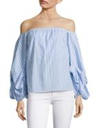Petersyn Cotton Off-the-shoulder Striped Blouse