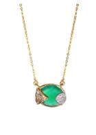 Shana Gulati 18k Goldplate Diamonds & Green Onxy Remi Pendant Necklace