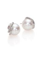 Mikimoto Twist 11mm White Cultured South Sea Pearl, Diamond & 18k White Gold Stud Earrings