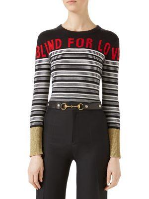 Gucci Blind For Love Striped Cashmere & Silk Sweater
