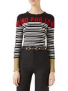 Gucci Blind For Love Striped Cashmere & Silk Sweater