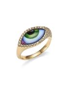 Lito 14k Yellow Gold & Diamond Green Eye Ring