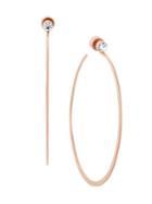 Michael Kors Modern Brilliance Large Crystal Rose Goldtone Hoop Earrings/2.25