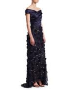 David Meister Sequined Off-the-shoulder Gown