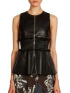 Cedric Charlier Smocked Leather Top