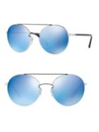 Valentino Garavani Rockloop 55mm Mirrored Round Sunglasses
