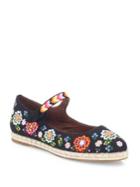 Tabitha Simmons Peggy Festival Embroidered Linen Espadrille Flats