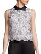 Alice + Olivia Manie Embellished Collared Top