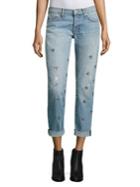 Hudson Riley Star Cropped Straight-leg Jeans